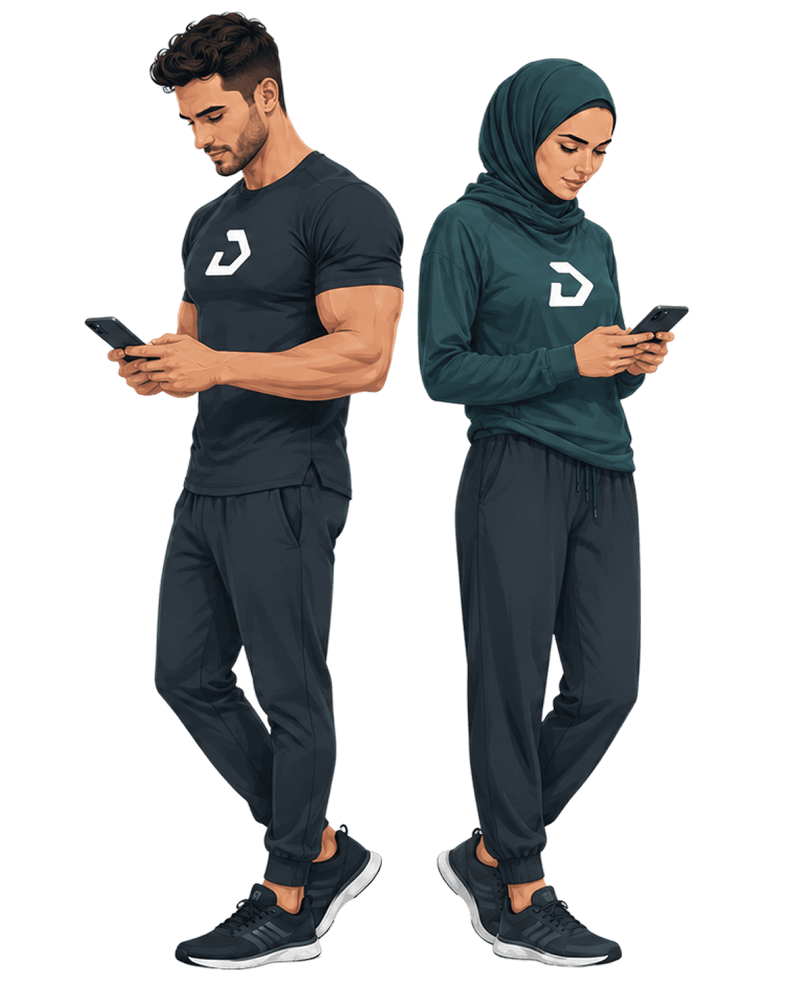 Athletes using Drevik on their phones